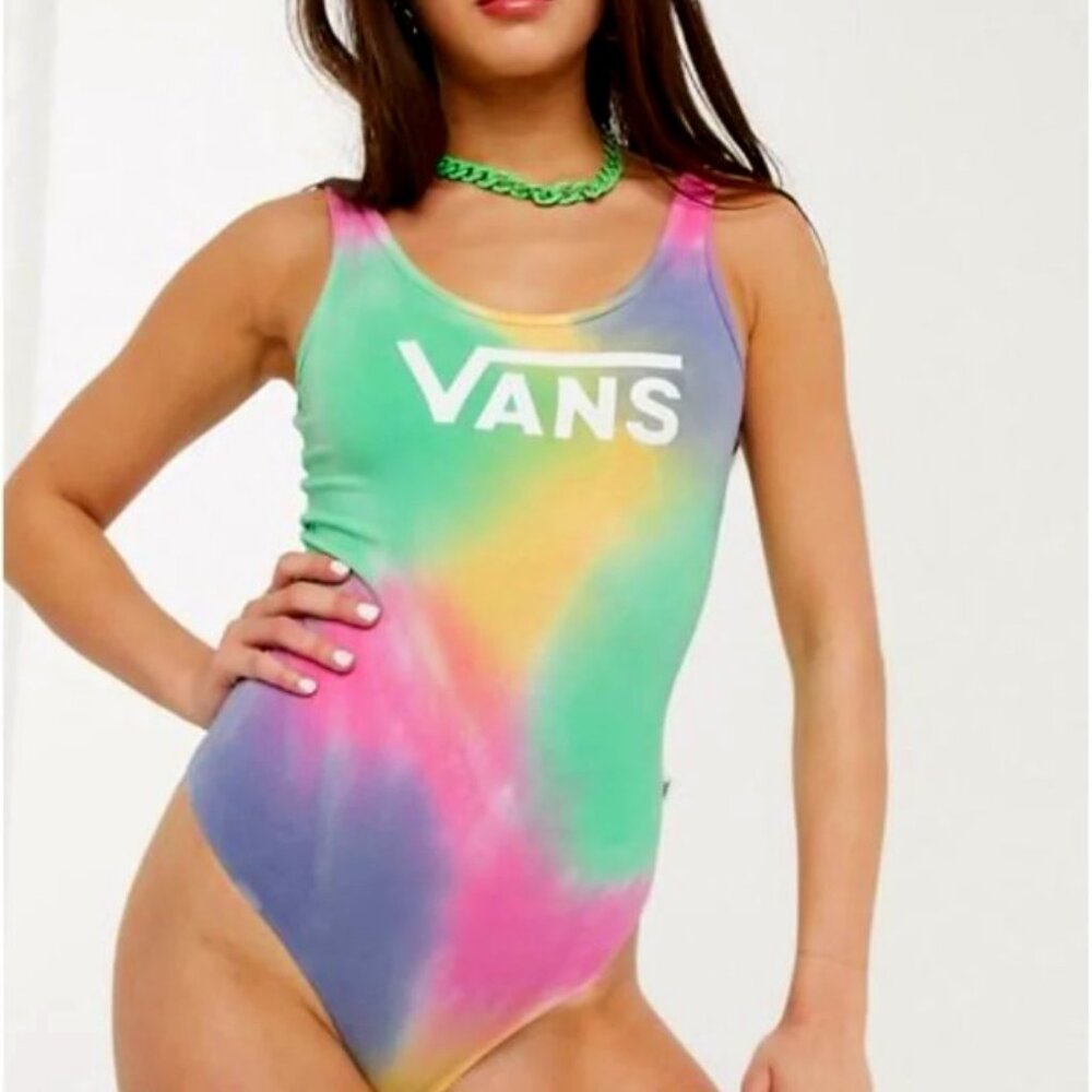 Vans Aura Bodysuit Rainbow Retro Tie Dye Cotton Spandex Blend Multicolor M 2019